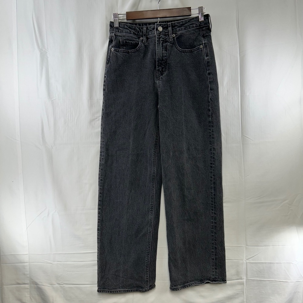 Old Navy Sky-Hi Wide Leg Jeans Women 2 Black Extra High Rise